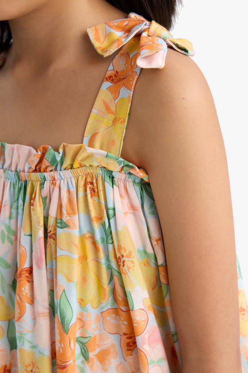 ديفاكتو فستان بناتي فلورال بحمالات - Image 4